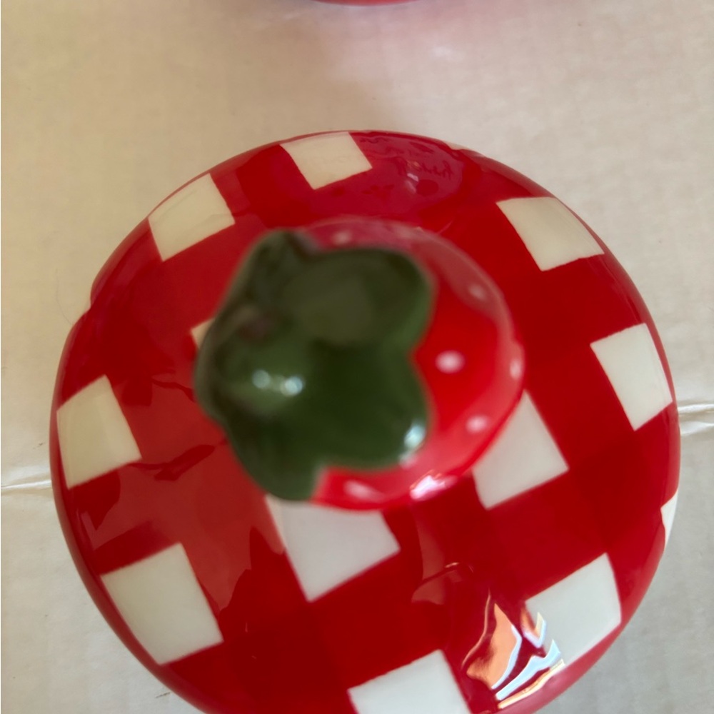 New Strawberry Ceramic Jam Jar with Lid - Red - Picture 6 of 6